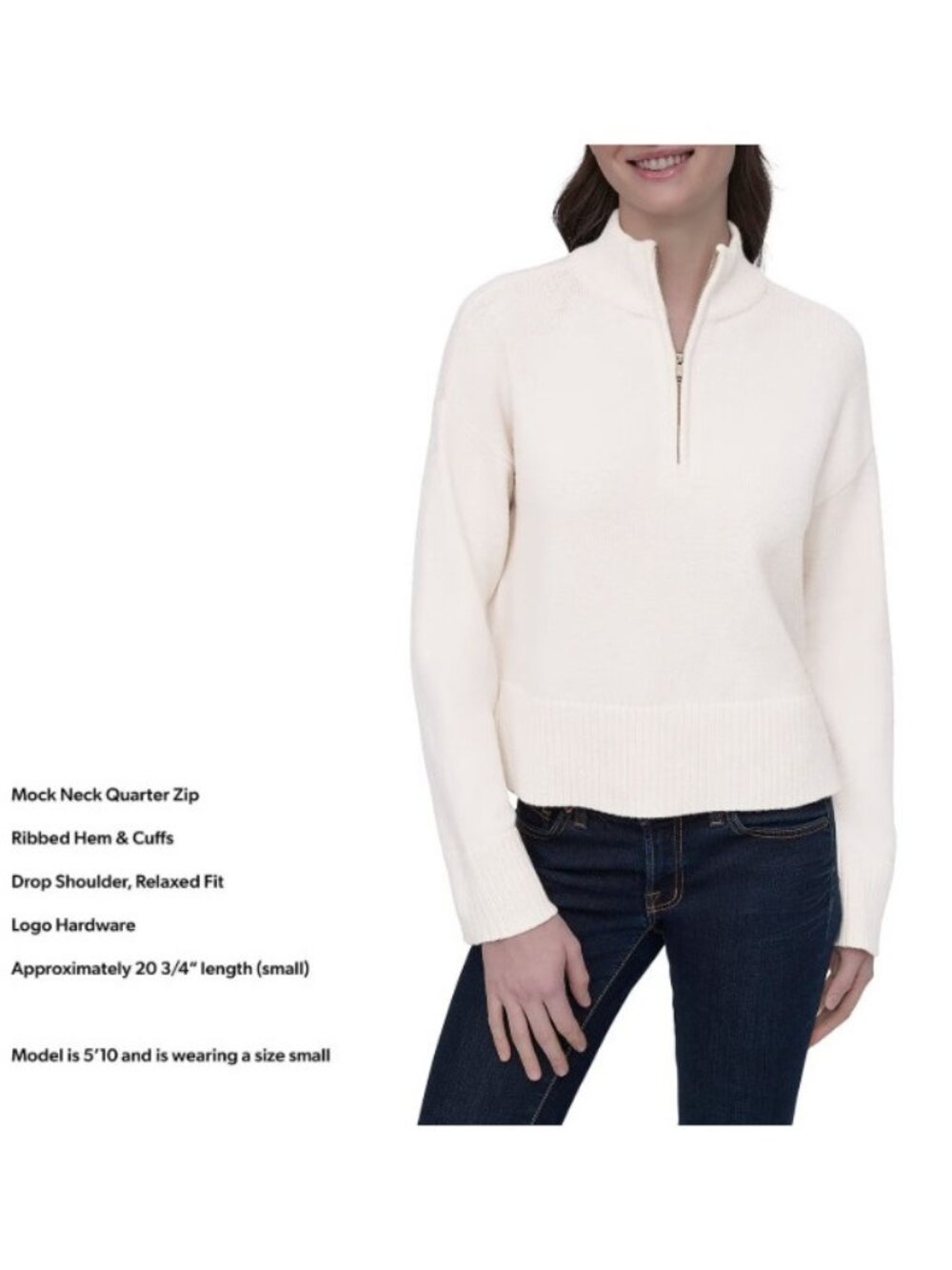 DKNY Women's Quarter-Zip Sweater-Cream-Size XL-NWT - Picture 3 of 3
